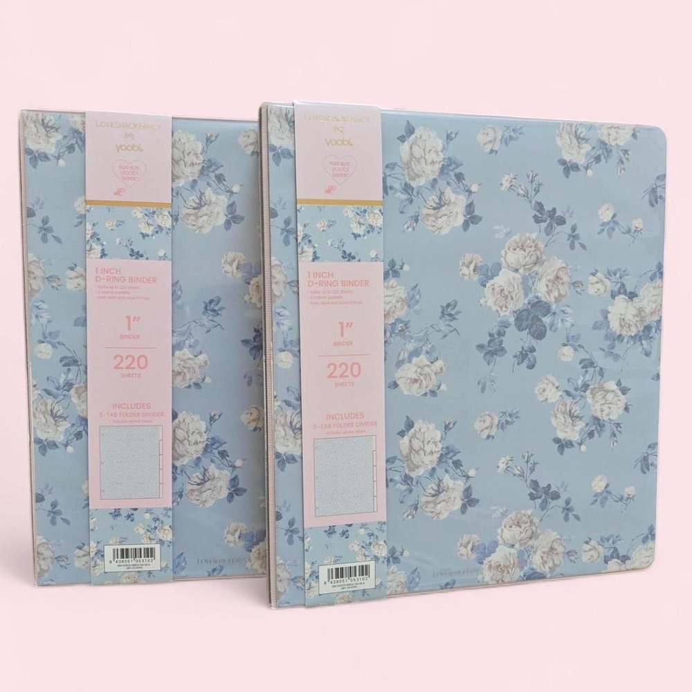 LoveShackFancy blue floral binders set of 2